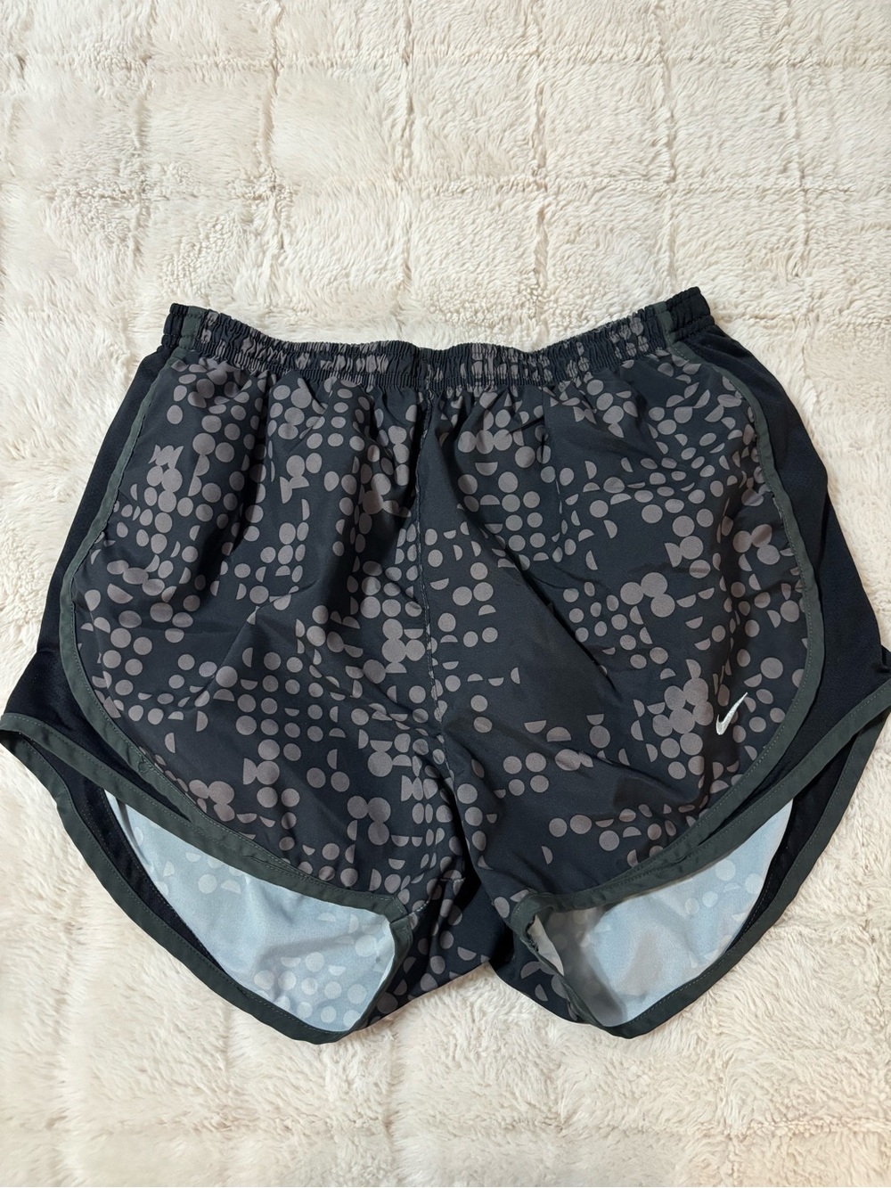 Nike Women's Black Shorts with Gray Dot Pattern